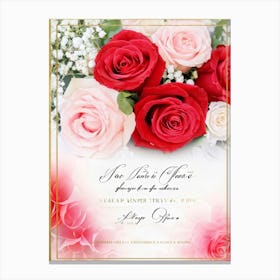 Bouquet Of Vibrant Red And Pink Roses Intertwined With Delicate Babys Breath Cascading As A Lush 2 1 Canvas Print