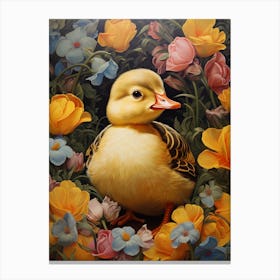 Floral Ornamental Duckling 8 Canvas Print