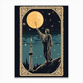 The Moon Tarot Card, Vintage 0 Canvas Print