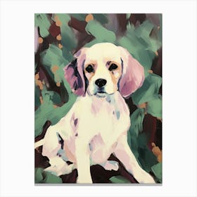 A Cavalier King Charles Spaniel Dog Painting, Impressionist 2 Canvas Print