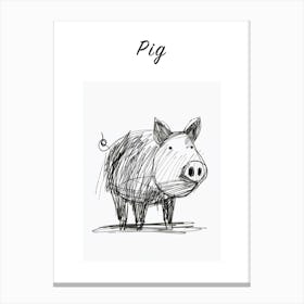B&W Pig Poster Canvas Print