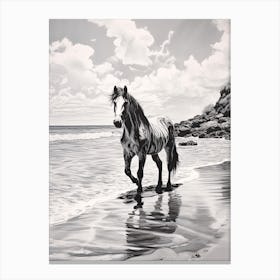 A Horse Oil Painting In Maui Beaches Hawaii, Usa, Portrait 2 Canvas Print