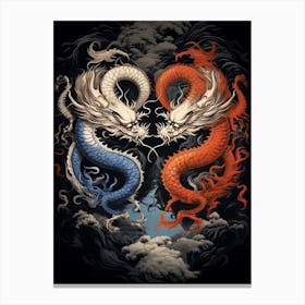 Yin And Yang Chinese Dragon Illustration 6 Canvas Print