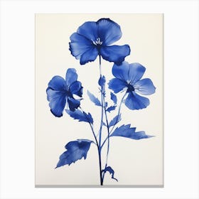 Blue Botanical Flax Flower Canvas Print