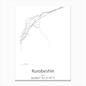 Kurobeshin,Japan Minimalist Map Canvas Print