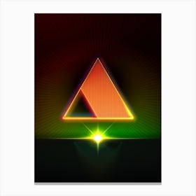 Neon Geometric Glyph in Watermelon Green and Red on Black n.0148 Canvas Print