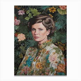 Floral Handpainted Portrait Of Princess Leia Carrie Fisher1 Canvas Print