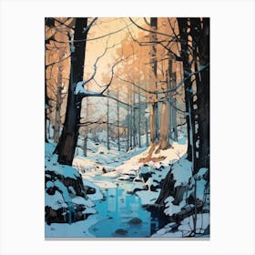 Winter Forest Landscape Illustration 2 Canvas Print