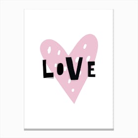 Scandi Love Pink Heart Canvas Print