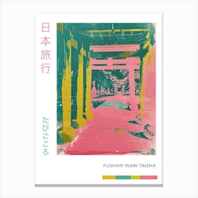 Fushimi Inari Taisha Duotone Silkscreen Poster Canvas Print