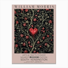 William Morris Valentines Gift Red Heart Tree Canvas Print