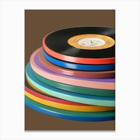 Vinyl Record Stack Canvas Print