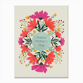 Happy Mother's Day Floral Frame Canvas Print