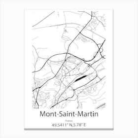 Mont Saint Martin,France Minimalist Map Canvas Print