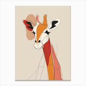 Giraffe - Boho, Line Art 14 Canvas Print