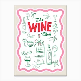 The Wine Club Summer Sketch and typography Canvas Print