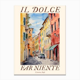 Il Dolce Far Niente Livorno, Italy Watercolour Streets 4 Poster Canvas Print