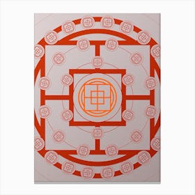 Geometric Abstract Glyph Circle Array in Tomato Red n.0079 Canvas Print