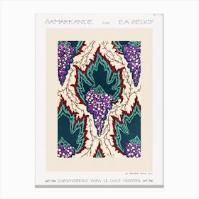 Grape Pattern Art Nouveau Pochoir Print In Oriental Style, Eugène Séguy Canvas Print