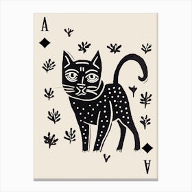 Playing Cards Cat 1 Black And White 3 Canvas Print