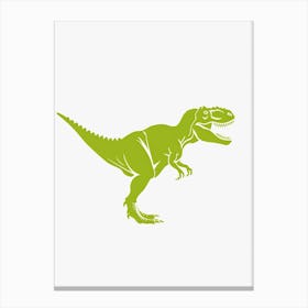 Lime Green Dinosaur Silhouette 4 Canvas Print