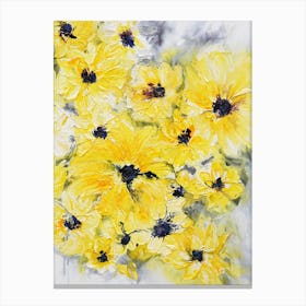 Yellow Flowers White Background Painting 2 Canvas Print