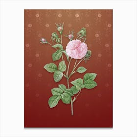 Vintage Pink Agatha Rose Botanical on Falu Red Pattern n.0568 Canvas Print