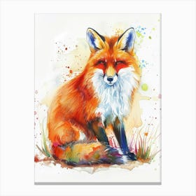 Fox Colourful Watercolour 1 Canvas Print