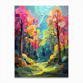 Default Abstract Painting Of A Cartoon Forest With Trees In Br 1 Canvas Print