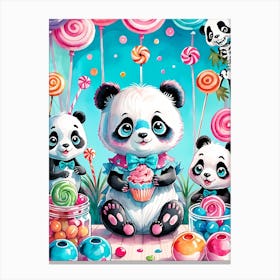 Cute Skeleton Panda Halloween Painting (21) Canvas Print