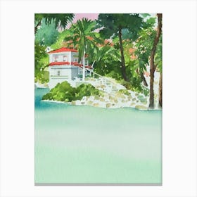 Pico Island Portugal Watercolour Tropical Destination Canvas Print