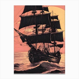 Pirate Ship At Sunset 1 Canvas Print