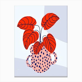 Red Plant In A Pot Canvas Print