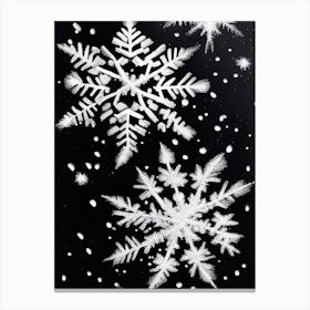 Crystal, Snowflakes, Black & White 3 Canvas Print