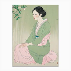 Calm Woman Portrait Art Print (7) Canvas Print