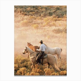 Cowboy On Horseback Canvas Print