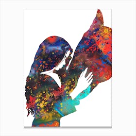 Girl With A Horse Watercolor 1 Canvas Print