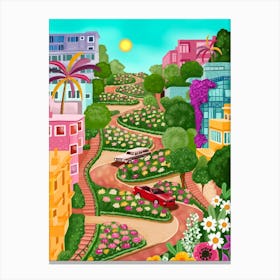 Lombard Street San Francisco USA Vibrant Travel Wall Art Print Canvas Print