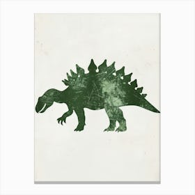 Green Stegosaurus Dinosaur Silhouette 2 Canvas Print