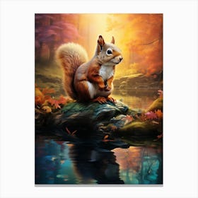 Squirrel In Autumn Forest Canvas Print