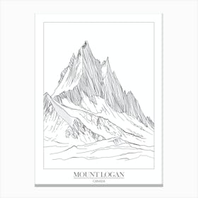 Mount Logan Canada Line Drawing 2 Poster Canvas Print