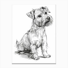 Cute Terrier Dog Line Art 2 Canvas Print
