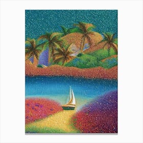 Guadeloupe Pointillism Style Tropical Destination Canvas Print