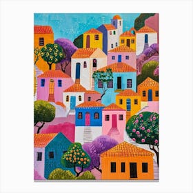 Kitsch Colourful Mediterranean Town  3 Canvas Print