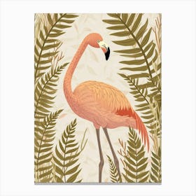 Chilean Flamingo Ferns Minimalist Illustration 4 Canvas Print