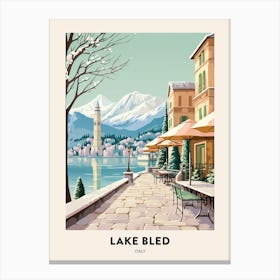 Vintage Winter Travel Poster Lake Como Italy 1 Canvas Print