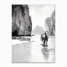 A Horse Oil Painting In Maya Bay, Thailand, Portrait 1 Canvas Print
