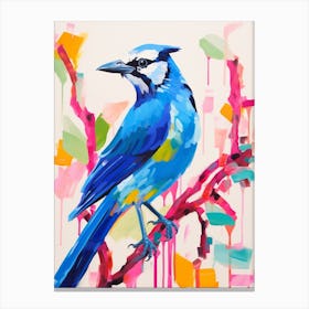 Colourful Bird Painting Blue Jay 1 Canvas Print