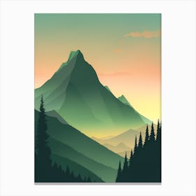 Misty Mountains Vertical Composition In Green Tone 136 Canvas Print
