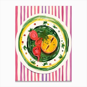 A Plate Of Salad, Top View Food Illustration 2 Canvas Print